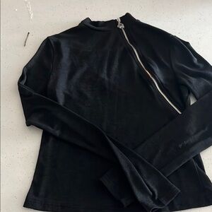 SHEIN Black Asymmetrical Zipper Bodysuit